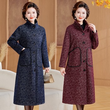 
Mother's winter velvet thickened mid-length windbreaker