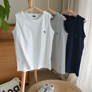 
Four-season children's skin-friendly and wool pure cotton vest for boys solid color soft glutinous cotton round neck wear sleeveless base