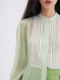OBEG Ou Biqian Little Litto -collar Calmers Striped Shirt Female Summer Air Conditioning Room Thin Shirts 10462095
