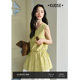 Wide color yellow green hollow vest vest suspender women's 2025 summer new sleeveless waist-hugging layered long top