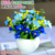 Light green daisy/blue+round pot 