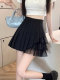 Black mesh pleated skirt female summer new small short skirt fashion pure desire high waist and thin A -line skirt
