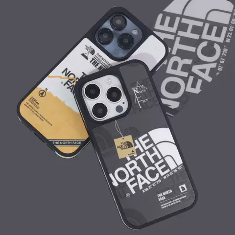 The North Face Trendy Fashionable Black & White Logo Pattern Phone Case for iPhone 17, 16, 15, 14, 13 and 12