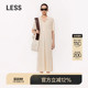 
LESS spring polo collar dress for women casual loose long short sleeve knitted skirt 2O3G11230