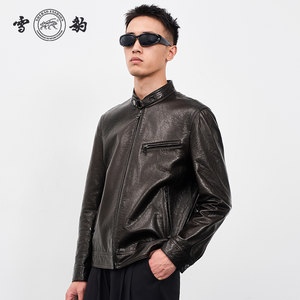 
Snow Leopard Men's Genuine Leather Top Sheep Skin Fashion Casual Retro Business Executive Stand Collar Leather Jacket Short Jacket