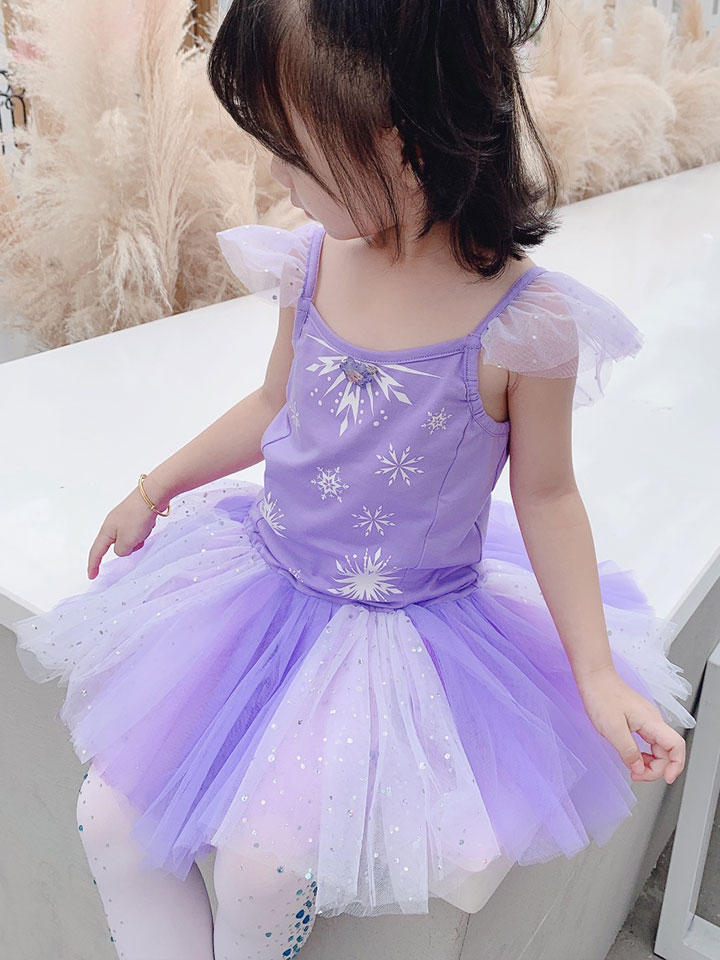 迪士尼 爱莎公主舞蹈服女童无袖芭蕾舞裙