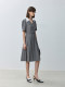 LILY summer new urban commuter pleated skirt contrasting color POLO collar high-end V-neck slim dress