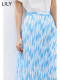 LILY summer new women's clothing, romantic retro print design, elegant high-waisted A-line slim skirt