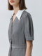 LILY summer new urban commuter pleated skirt contrasting color POLO collar high-end V-neck slim dress