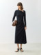 LILY new women's off-shoulder collar slim and slightly pleated slim long-sleeved dress for women