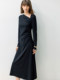 LILY new women's off-shoulder collar slim and slightly pleated slim long-sleeved dress for women