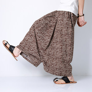 Chinese style men's low crotch collapsed pants Haron pants loose large size skirt pants Nepalong trousers Chinese -style improved Hanfu