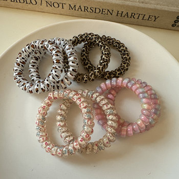 
Cute leopard print flower high resilience thick phone line hair loop durable no damage hair rope without marks hair rope rope rope rope