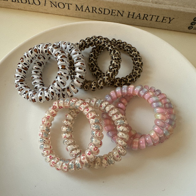 
Cute leopard print flower high resilience thick phone line hair loop durable no damage hair rope without marks hair rope rope rope rope