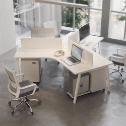 Office Steel Frame Irregular Desk and Chair Set, Simple and Modern, Suitable for 3-6 People, Staff Workstation Cubicle