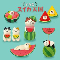 Japanese-Style Cat Summer Watermelon Memo Holder Zakka Miscellaneous Miniature Ornament Healing Cute Fruit Desktop Decoration