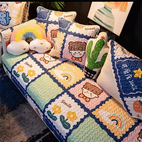 
Cotton anti-slip sofa cushion cotton sofa cover fabric pastoral four-season chair cushion simple modern backrest cover armrest cushion