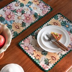 High-end jacquard placemat embroidered lace European classical palace style table decoration insulation pad coaster bowl mat