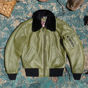 B15 header cowhide leather leather leather coat men can remove wool collar flying, flying dreamer, full of India
