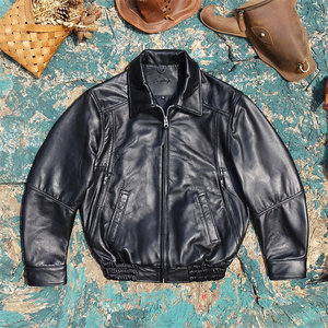 
Japanese trend! Neutral retro silhouette for men and women wearing couples imported French top layer sheepskin genuine leather jacket