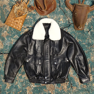 
The same style for men and women! Removable wool lead layer sheepskin leather jacket plus cotton warm and expandable silhouette version