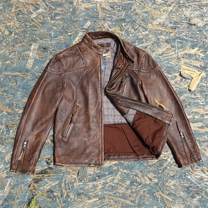 Imported Bangladesh tea core wipe calf leather leather leather leather coat men's heavy water washing, old soft glutinous pendant poison-liquid model
