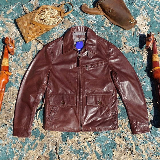 
Ultra-thin 0.7mm fetal cowhide! Ge Shen's new newspaper boy's lapel genuine leather jacket for men's soft and comfortable leather jacket