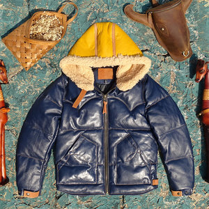 
Vegetable tanned sheepskin and sheepskin all-in-one down jacket white duck down super thick warm hooded genuine leather jacket for men in winter