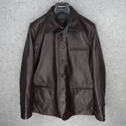 The gatekeeper, hurry up! Collar, slim fit, thickened imported yellow cowhide leather jacket, medium to long men's jacket