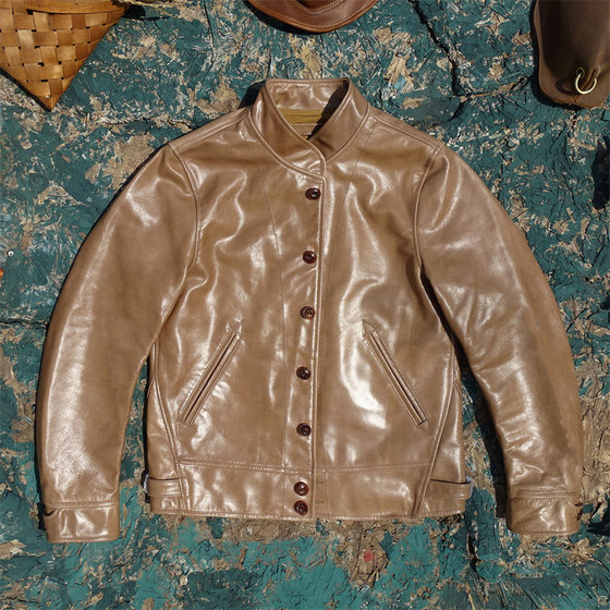 
Salute to Einstein! Qingguo LinkedIn British College’s limelight imported crystal shiny cowhide genuine leather jacket for men