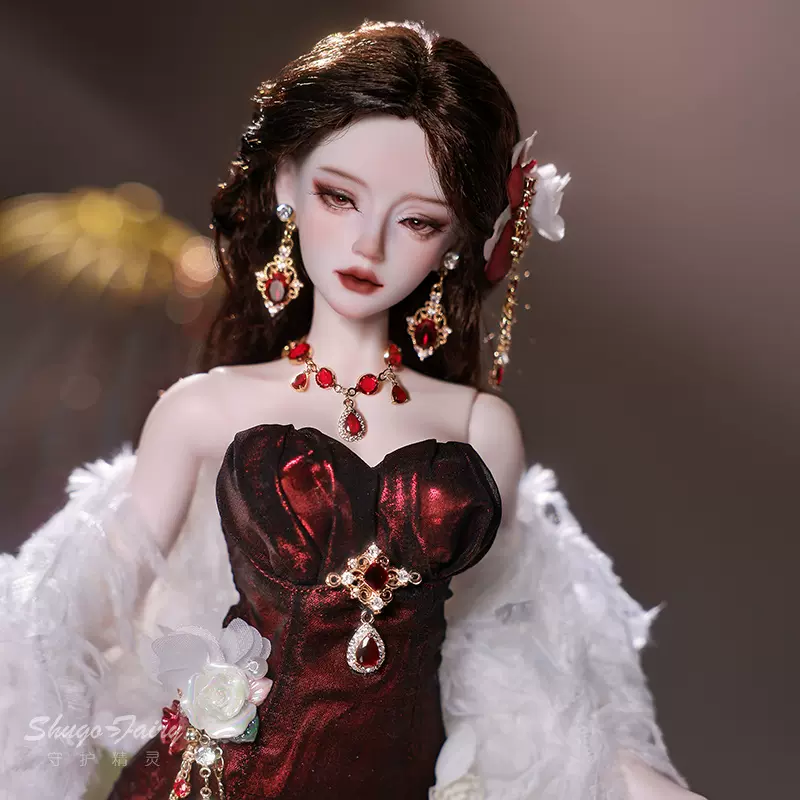 四分bjd人形半夏Marie魚尾スカートシンプルモダン風赤ドレス人形樹脂 Bariy 1⁄4 Bjd 人形 女の子 ピンク スカート キュート スタイル ロング ストレート ヘア ボール ジョイントドール フルセット  15歳以上