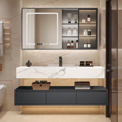 2025 New Bathroom Cabinet Set with Seamless Ceramic Integrated Basin, Light Luxury Washbasin, Bathroom Vanity