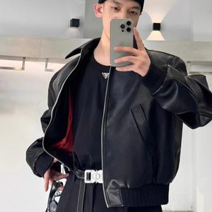 
High-end American retro short pu leather lapel leather jacket men's spring loose handsome motorcycle jacket men