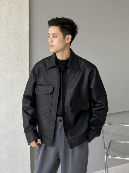 
Pilot motorcycle leather jacket men's loose 2026 spring Korean style trendy handsome jacket trendy leather jacket plus velvet