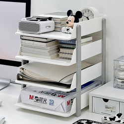 Desktop File Storage Rack Office Document Multi-Layer A4 Folder File Organizer Desk Bookshelf Frame