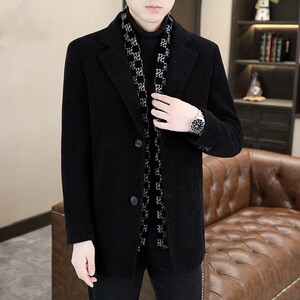 Mao woolen coat men's medium long thickened down woolen woolen coat men's winter white duck down suits men's trench coat
