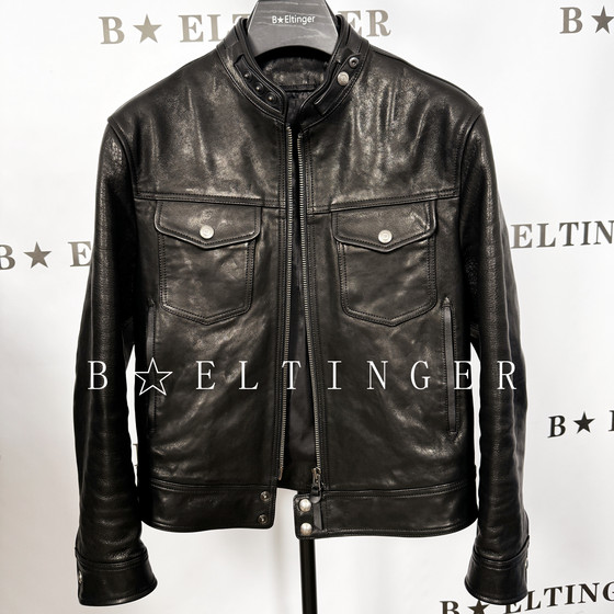 
Men's leather jacket autumn and winter jacket domineering president Haute couture goat leather genuine leather vegetable tanned fleece executive jacket motorcycle