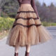Spring and summer new princess fluffy skirt lace stitching mesh cake skirt mid -length A -line skirt cute fairy