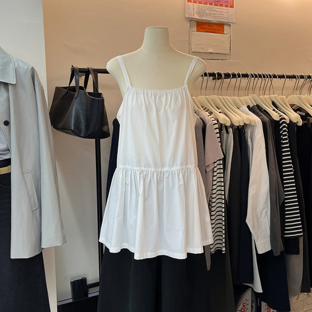 Thirteen women's clothing 2025 spring new Korean layered suspender vest women's temperament layered sleeveless skirt shirt