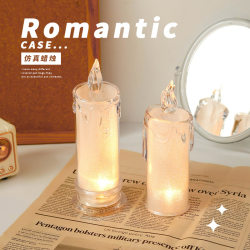 Ins wind imitation glass led romantic night light candle lamp
