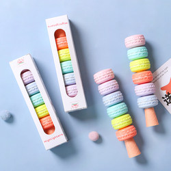 Cute Macaron Highlighter Pen for Highlighting Key Points, Student Large-Capacity Colorful Marker Pen, 6-Color Set