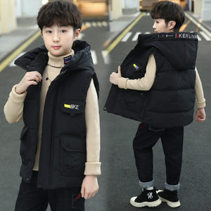 Children's wear horse clip boy autumn and winter down vest thickened medium and large children's boy cotton vest fashionable vest jacket