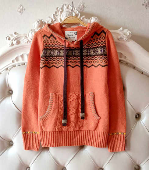 Defects dealt with, the size is too small, special offer for girls and boys, hooded pullover woolen sweater, knitted sweater, big boy top