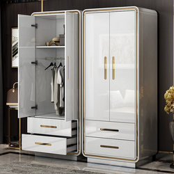 Wardrobe for Small Apartments, Lacquered Wardrobe, Simple Modern Economical Double-Door Panel Storage Cabinet