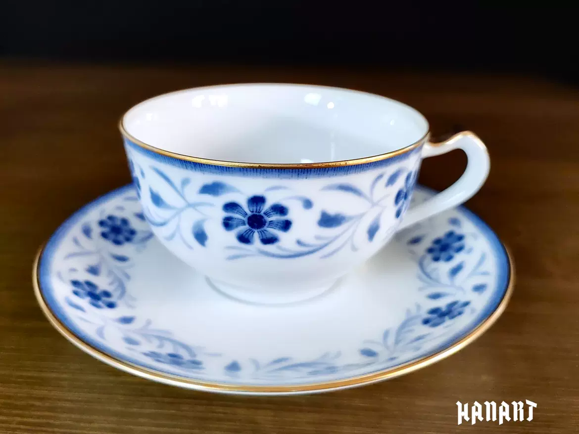 日本大倉陶園OKURA ART CHINA咖啡杯碟手繪青花染付描金收藏款-Taobao