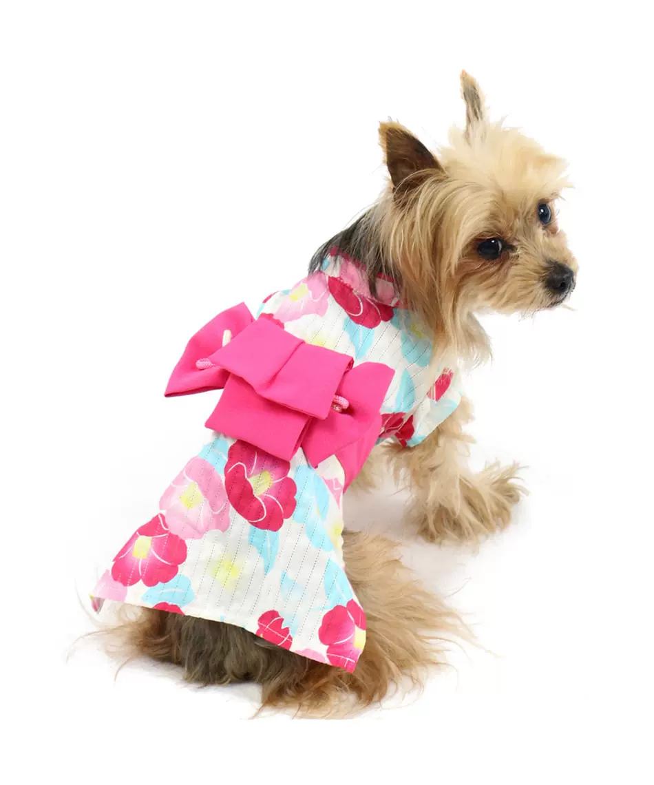 日本PET PARADISE 宠物PB系列宠物夏季女款山茶花款浴衣粉色