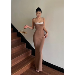 
Iya hot girl lace spliced ​​suspender dress for women in summer waist-hugging high waist slim temperament hip-wrapped fishtail skirt