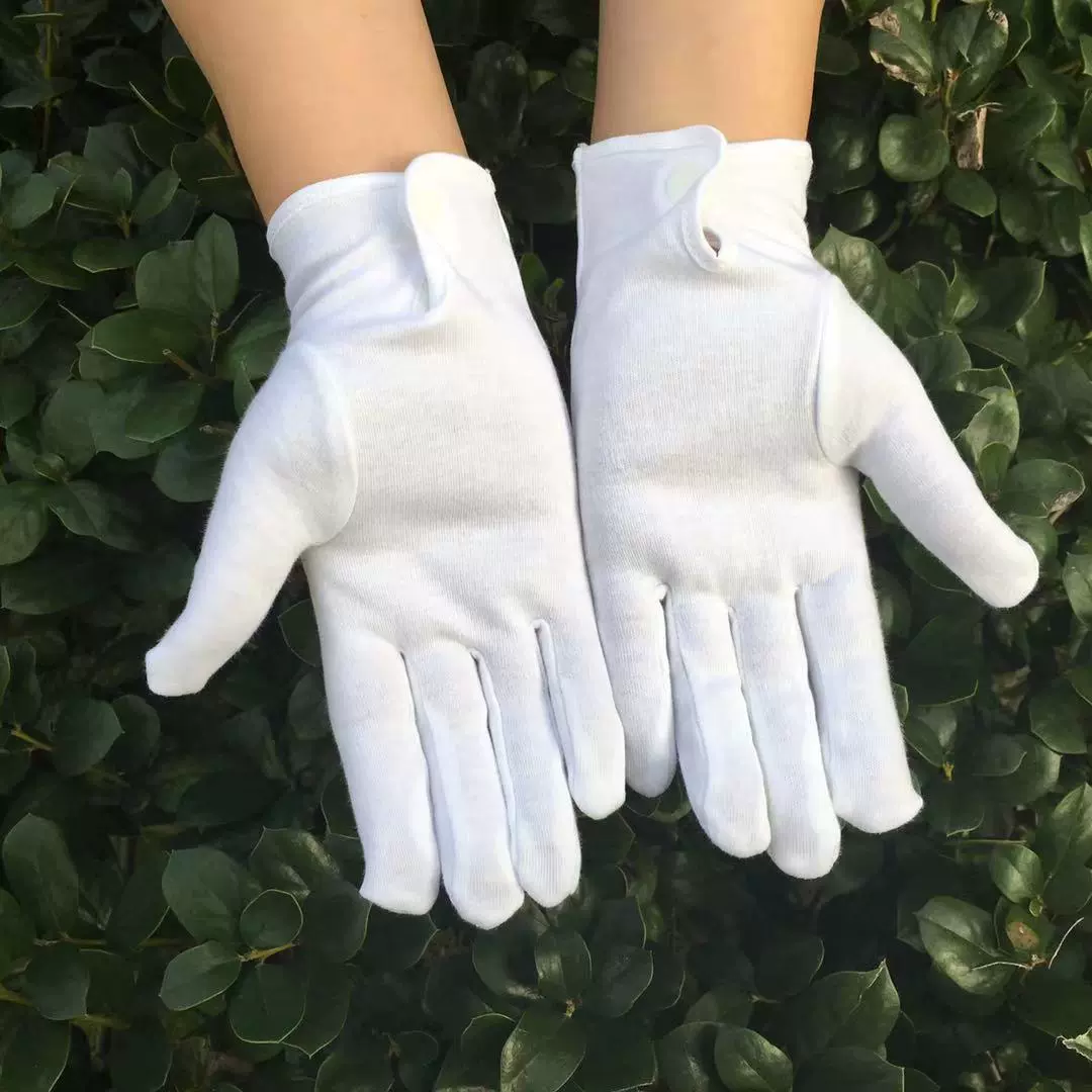 纯棉白色礼仪棉手套 阅兵执勤工作礼宾司机防滑透气白手套