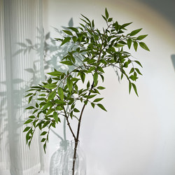 Highly Realistic Two-Branch Moisturizing Green Nandina Bamboo Artificial Flower Floor Plant for Garden Design and Decoration with Free Shipping