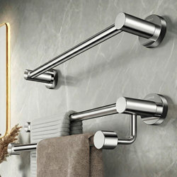 Towel Rack 304 Stainless Steel Towel Bar Single Rod Bathroom No-Drill Double Rod Drilled Bathroom Hanging Rod Bath Towel Rack